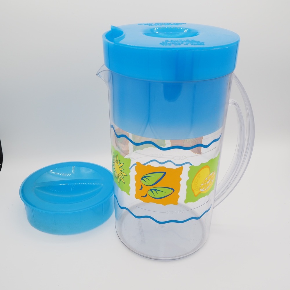 Mr. Coffee 2 Quart Iced Tea Pitcher for TM 1.7 Blue Summer Lemon Print With Lids